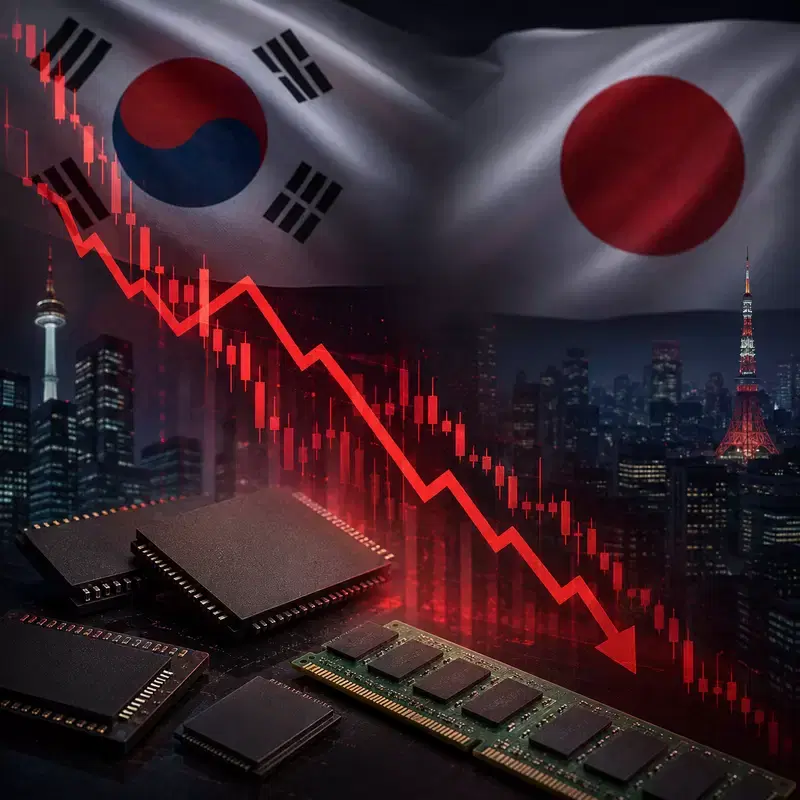 Kospi and Nikkei both fall due to semiconductor sell-off... giving back all gains?